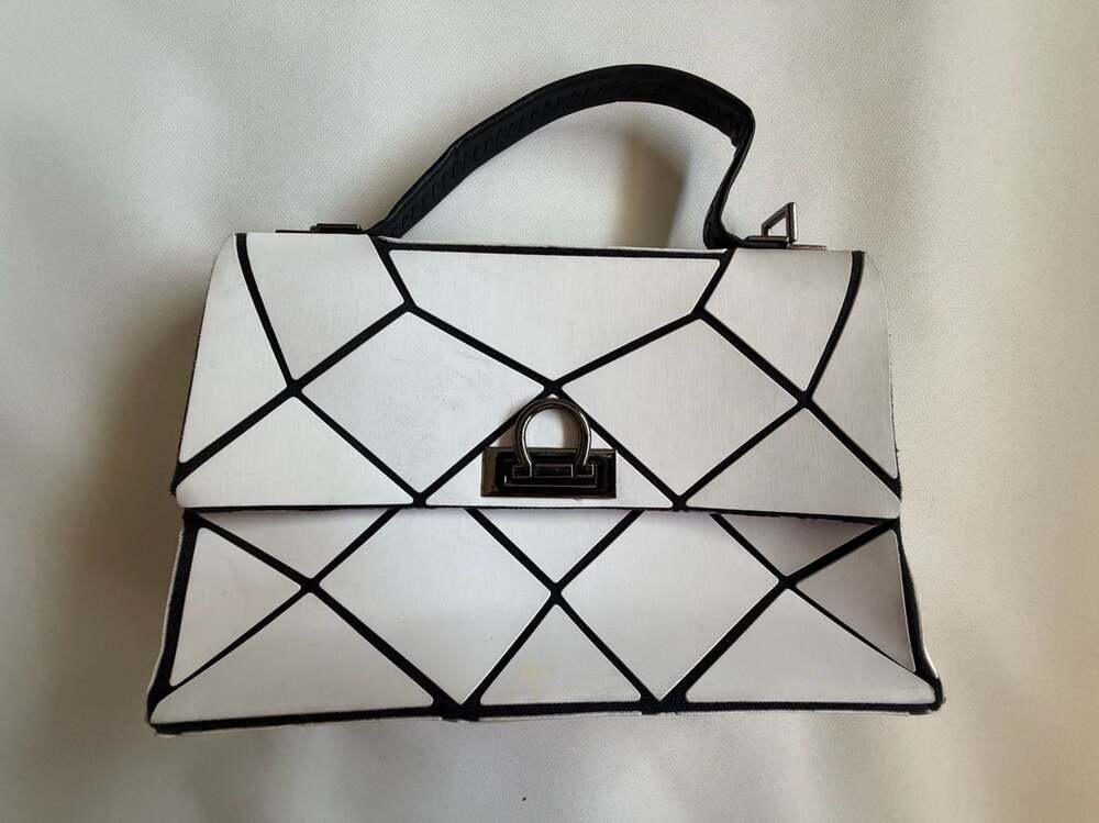 Emilio Pepe Italy White Geometric Top Handle Handbag Purse